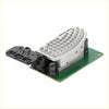 Silver aluminum heat sink with raised pins on green circuit board with black capacitors for toyota highlander hvac resistor