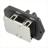 Black plastic hvac blower motor resistor with silver metal mounting plate and two connectors for toyota rav4 2006-2015
