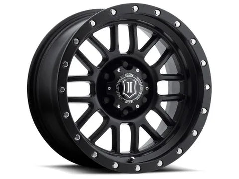 ICON Vehicle Dynamics Alpha 17x8.5 5x5 0mm Offset 4.75in BS 71.5mm Bore Satin Black Wheel — fits Jeep Grand Cherokee