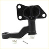Black painted metal idler arm with mounting bracket and hardware for nissan d22 crew cab 1997-2004 shown from back side