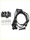 Black ignition coil and six spark plug kit with coiled black wires for ford explorer sport trac fd480