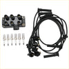 Black ignition coil and spark plug kit with coiled black wires for ford explorer sport trac fd480