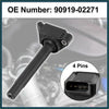 Black ignition coil with cylindrical body and 4-pin rectangular connector for Toyota 4wd ute offroad engine replacement