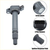 Gray ignition coil with cylindrical body and black plastic top with connector port and bracket for toyota 4runner 2010-2022