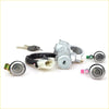 Silver ignition cylinder with black wiring and white connector and matching keys for nissan datsun 720 locks