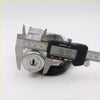 Silver metal ignition cylinder door lock with circular keyhole and engraved text for Nissan Datsun 720
