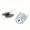 Silver metal ignition cylinder switch for nissan navara d22 1997-2004 with two black key fobs attached