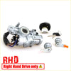 Silver metallic ignition door fuel cap lock assembly with black rubber boot keys and orange door lock actuators for Toyota Hilux