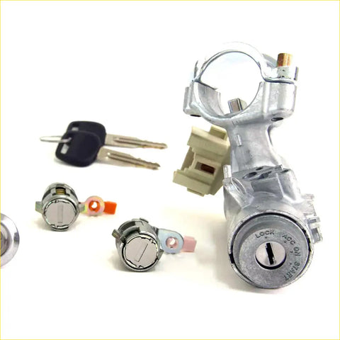 Silver automotive ignition cylinder assembly with keyhole and branding for toyota hilux 4x4 surf 1998-2005