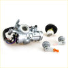 Silver metal ignition door and fuel tank lock switch assembly with wiring for toyota hilux 1983-1988 back side