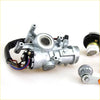 Silver-colored metal ignition switch assembly with wiring for ignition door fuel tank lock set toyota hilux 83-88 back side