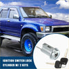 Silver metal ignition lock cylinder with two black keys for toyota 4runner 1996-2002 shown from front view
