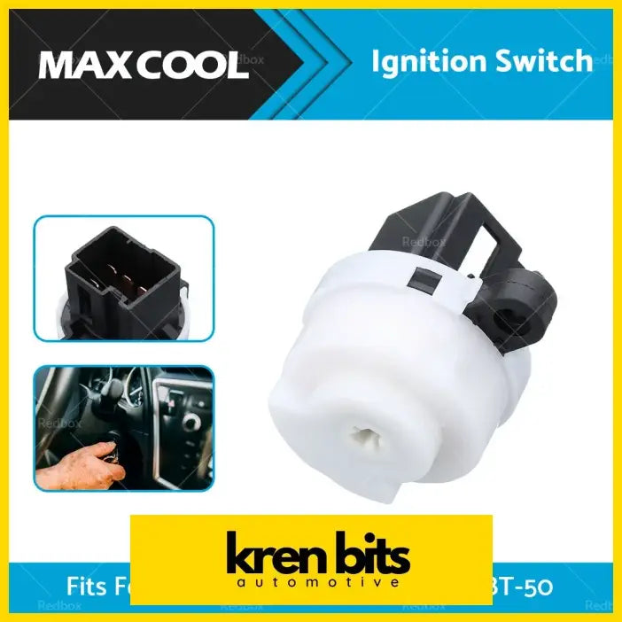 White and black plastic ignition starter switch with cylindrical body and connector for Ford Ranger Mazda use