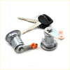 Silver car door lock cylinder with black key and orange plastic parts for ignition switch and fuel cap lock toyota hilux 1983-1988