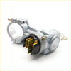 Silver metal ignition switch lock with black housing and gold contacts for datsun nissan fairlady s30 back side view