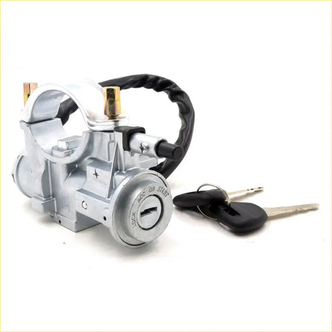 Silver ignition switch steering lock for mitsubishi triton l200 1987-1994 with black key fob and coiled cable