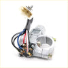 Silver metal ignition switch steering lock with colored wires and white connector for nissan navara d22 np300 terrano back view