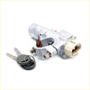 Silver metal ignition switch with beige connector and brown plug plus two gray key fobs for nissan bluebird u14 2wd