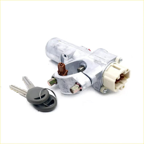 Silver metal ignition switch with steering lock beige connector and two keys for nissan sunny sentra 1998-2006