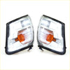 A pair of clear rectangular side marker indicator corner lights with black plastic frames and amber lenses for toyota hilux ln166 d4d