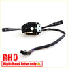 Backside of black plastic indicator switch for Mitsubishi Colt Dodge Ram 50 with turn signal and beam controls wiring harness