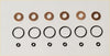 Set of copper and black rubber injector seal gaskets arranged in rows for range rover sport and discovery tdv6