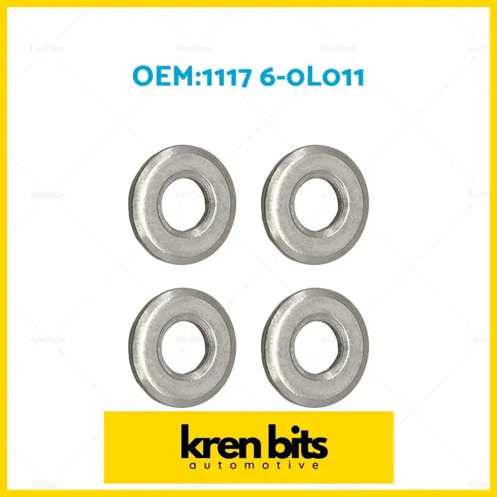 Four metallic silver injector washer seals with smooth circular design suitable for toyota hilux kun26 hiace land