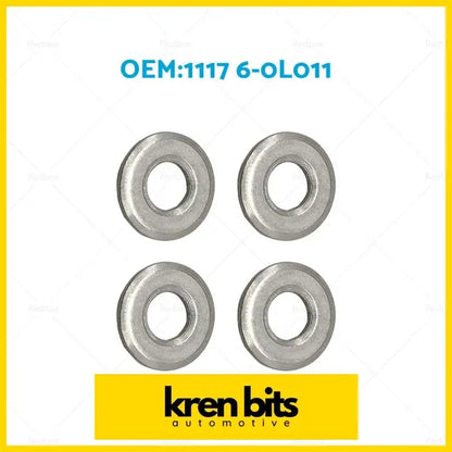 Four metallic silver injector washer seals with smooth circular design suitable for toyota hilux kun26 hiace land