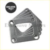 Stack of metallic silver perforated inlet manifold turbo gaskets made for t2 t25 and t28 turbochargers