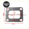 Silver metallic inlet manifold turbo gasket with perforated surface and four mounting holes for t2 t25 t28 turbos