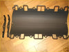Black rubber inlet manifold valley gasket set with molded channels and mounting holes for range rover discovery v8