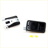 Black plastic inner door handle with silver metal bracket for toyota hilux 1978-1983 shown from the back side