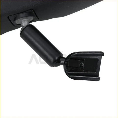 Inside rear view mirror mount adapter for jeep wrangler with black plastic clamp and flexible joint mechanism