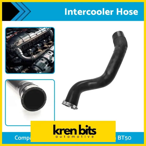 Black rubber intercooler cold side hose with metallic clamps for ford ranger px and mazda bt50 automotive use