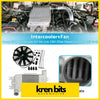 Silver intercooler with attached fan assembly for nissan gu y61 3.0l crd zd30 diesel engine shown from back side