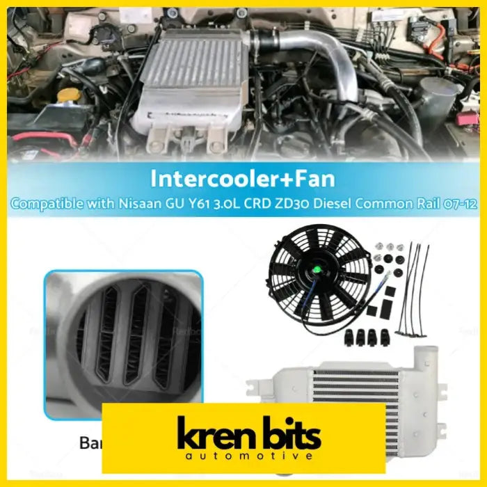 Intercooler + Fan For Nisaan GU Y61 3.0L CRD ZD30 Diesel Common Rail - Air & Fuel Delivery>Turbos Parts