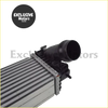 Black and silver automotive intercooler with ribbed heat-exchange core and plastic mounts for Nissan Navara D23 YD25 2017-2019