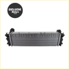 Silver aluminum intercooler with black plastic end caps and ribbed core for nissan navara d23 yd25 2017-2019