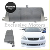 Silver aluminum intercooler with ribbed core and mounting brackets for Toyota Chaser mark II JZX110 2000-2004