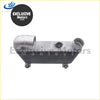 Silver metallic ribbed intercooler with cylindrical inlets and mounting brackets for toyota hiace kdh diesel 2005-2021