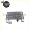Silver metallic ribbed intercooler with curved pipe ends for toyota hiace kdh diesel 1-kd 2005-2021