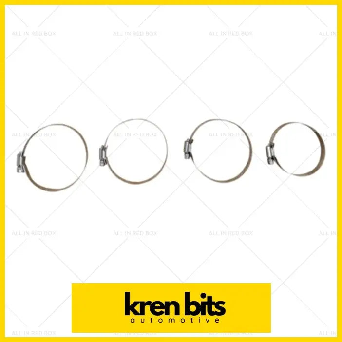 Set of four metallic silver hose clamps with spring-loaded clasps by kren bits for mitsubishi pajero sport intercooler hose