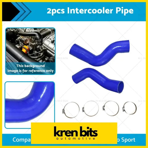 Blue silicone intercooler hoses with metal clamps for Mitsubishi Pajero Sport QF QE and Triton MQ shown from the back