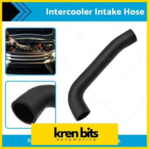 Black rubber intercooler intake hose with curved design for mitsubishi challenger pajero shown from the back side