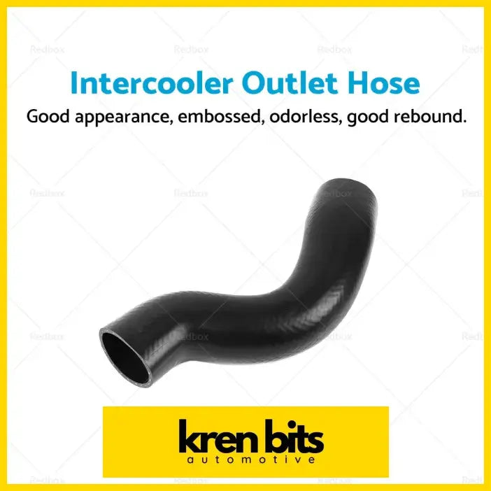 Black rubber intercooler outlet hose with smooth curved design for mitsubishi triton pajero sport back side view