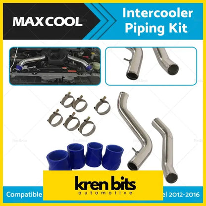 Maxcool intercooler piping kit with polished stainless steel pipes and blue silicone hoses for isuzu d-max mux 3.0 turbo diesel