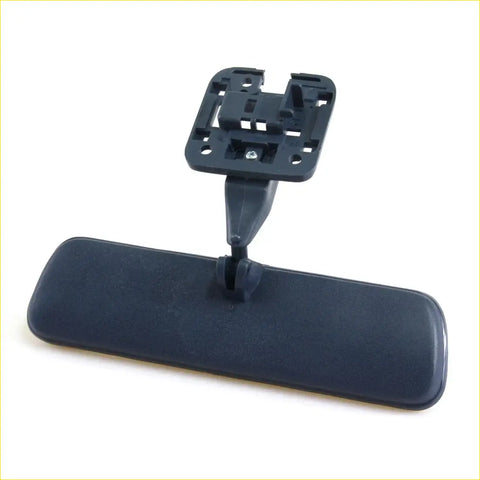 Black plastic interior rearview mirror with adjustable mount for navy blue toyota hilux 1997-2006 shown from back side