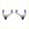 Silver aluminum suspension control arms with blue rubber bushings and black spherical joints for isuzu dmax 2012 to 2020