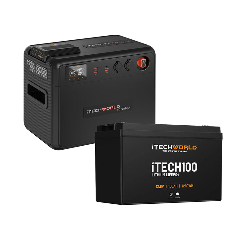 iTechWorld Premium Dual Battery System 100Ah Lithium LiFePO4 with 25A DCDC Charger