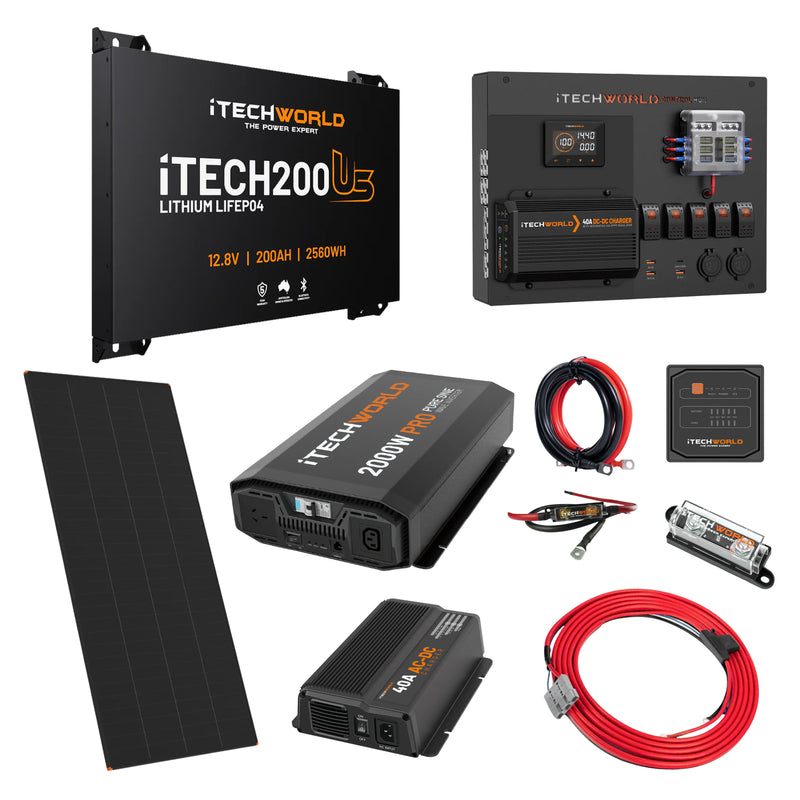 iTechWorld Expansion Ultra Slimline Canopy Dual Battery Kit - 200Ah Lithium